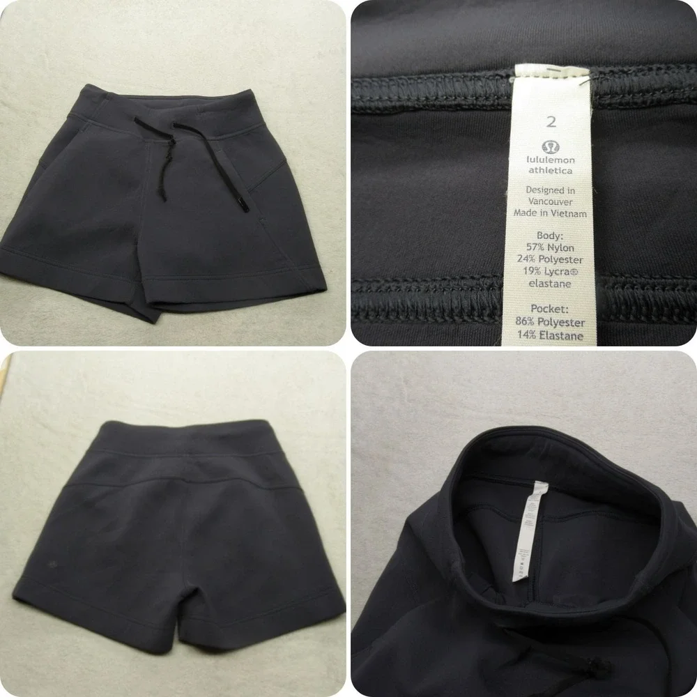 Lululemon Shorts Womens 2 Gray Drawstring Waist Stretch Pockets Athletic In-Form